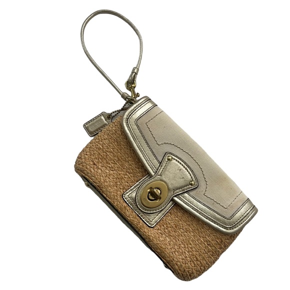 Vintage Coach Straw Woven Wrist Handbag - Picture 3 of 9